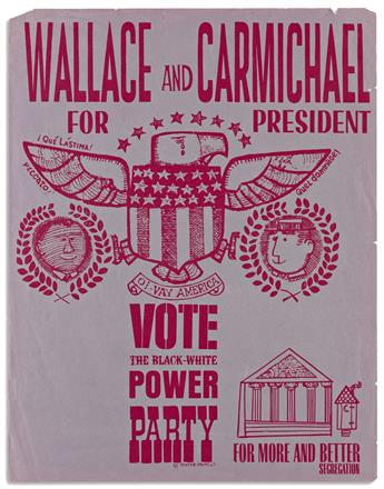 (POLITICS.) Pair of satirical posters pairing George Wallace with Black leaders.